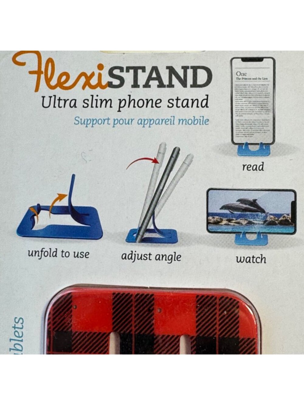 Flexistand Red Tartan Slim Phone Stand Universal Portable Phone Holder New - Picture 9 of 9